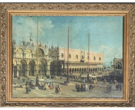 After Canaletto, 'Square of St. Marks, Venice', oleograph, 66x90cm 