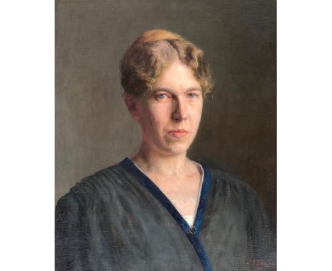 French School (early 20th century), portrait of a lady, oil on canvas, indistinctly signed and dated 1919, 61 x 50cm 