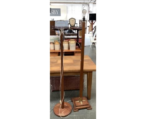 An Art Deco style standard lamp on stepped square base, 166cmH to top of fitting; together with one other 