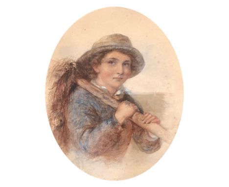 James Drummond RSA FSA (Scottish 1816-1877) Portrait of a Boy, 1866 signed and dated watercolour heightened in white 33 x 28c