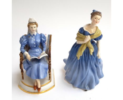 A Royal Doulton 'Adrienne' figurine, together with a Royal Worcester 'Sister, The London Hospital' figurine, the tallest 20cm