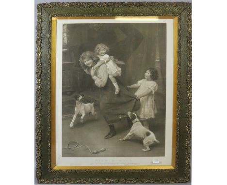 After Arthur J Elsley a large gilt framed print 'pick-a-back'