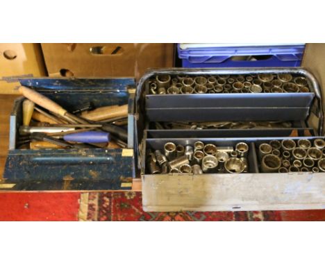 Two metal tool boxes and contents of assorted mechanics tools etc.