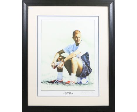 A large framed Limited Edition print 'David Beckham' by Martin Smith 199/500.