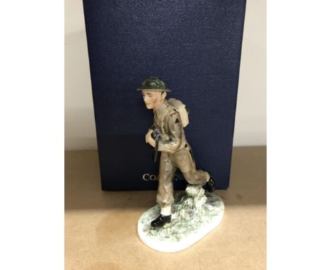 A Coalport figurine "For King &amp; Country" Ltd edition 343/1500 model by John Bromley. Boxed.