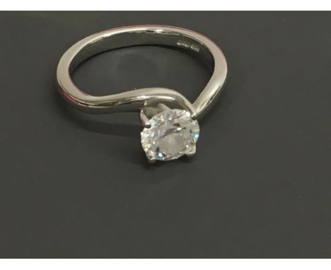 A platinum Diamond solitaire ring 0.9 ct colour D , clarity VS1 size k . With paper work