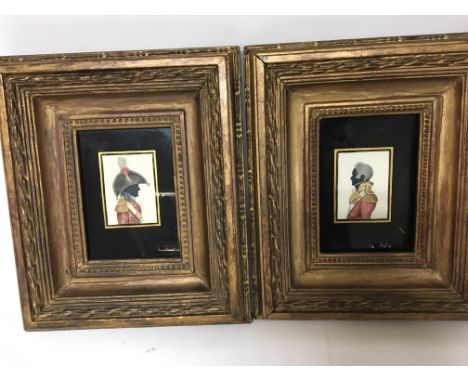 A pair gilt framed silhouettes study of profile of British 19th century Army officers (2) 28x34cm