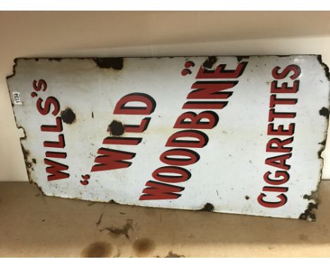 Wills wild woodbrine vintage enamel sign 91cm x 46 cm