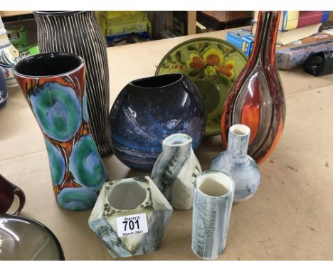 4 Carn pottery vases, 3 Modern Poole pottery studio vases etc.