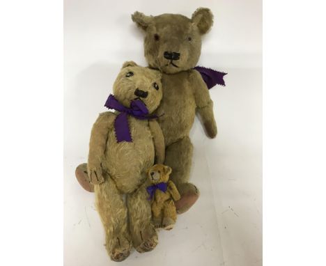 Three teddy bears including a Chad valley.