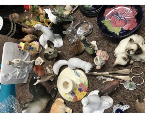 A collection of collectible ceramic items including USSR, Moorcroft, Goebel etc