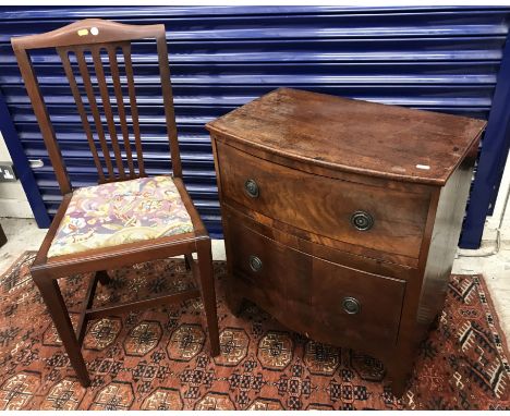 A 19th Century mahogany bow fronted chest of two long drawers on bracket feet (commode conversion) 62 cm wide x 40 cm deep x 