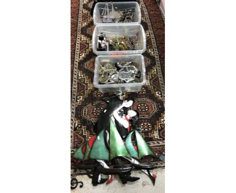Three boxes of decorative items to include various Mats Jonasson paperweights, Goebel Hummel figures, two Lilliput Lane cotta