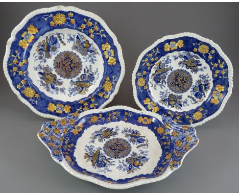A group of early nineteenth century blue and white transfer-printed Spode Trophies Marble pattern wares, c. 1825. To include: