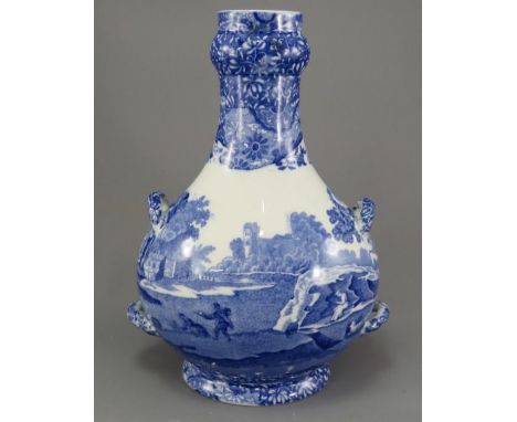 An early twentieth century blue and white transfer-printed Spode Italian four-handled flask, c. 1920-30. 27 cm tall. (1) Cond