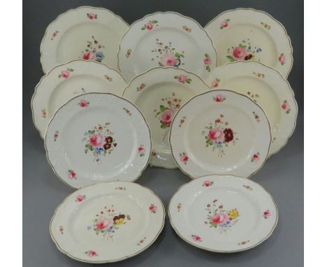 A group of early nineteenth century porcelain hand-painted Derby plates, c. 1820. To include four side plates and six dinner 
