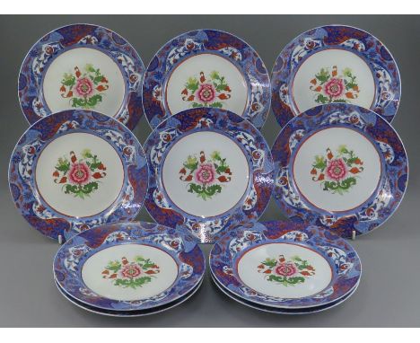 A group of early nineteenth century blue and white transfer-printed Spode pattern 2635 dessert plates, c. 1825. They are mark