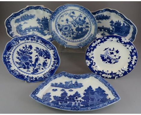 A selection of early nineteenth century blue and white transfer-printed wares, c. 1800- 1825. To include: two Long Bridge des