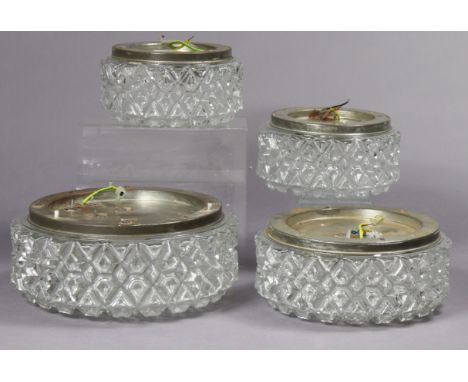 A Limburg moulded-glass ceiling light fitting (A668), 30cm diameter; a ditto light fitting (A665), 25cm diameter; &amp; a dit