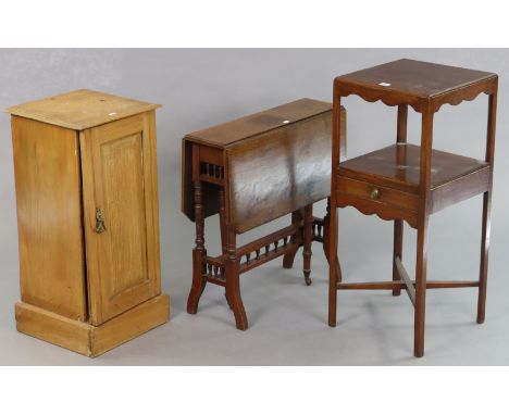 A late 18th century mahogany square two-tier jug &amp; basin stand fitted drawer to the lower tier, &amp; on square legs with