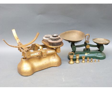Two sets of balance scales with weights, one by Librasco the other Avery