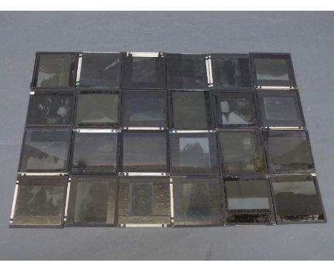 A large quantity of magic lantern slides depicting scenes of Switzerland in black and white to include churches, landscapes, 