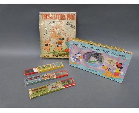 Disney Three Little Pigs Illustrated by the staff of the Walt Disney Studios, 1934 , three sets of Disney's coloured lantern 