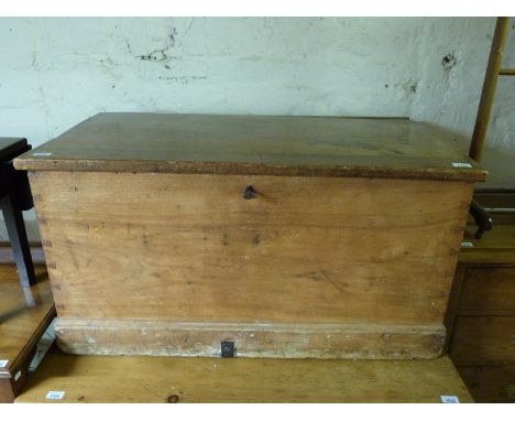 A 19thC pine and mahogany trunk (H54 x W102 x D53cm)