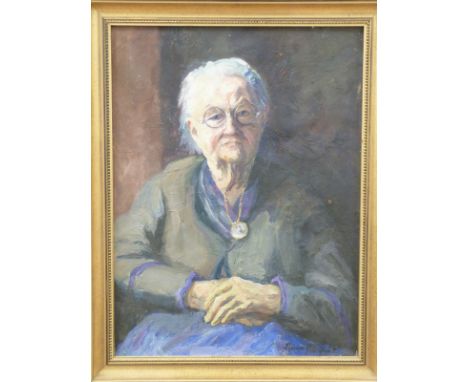Therese Honey portrait of an elderly lady, 60 x 45cm