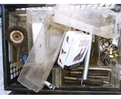 A large quantity of tools, fixings, drills, router bits etc
