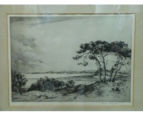 Two etchings by A.E.Howarth R.A 'The Blue Mosque Cairo' and 'Poole Harbour', each approximately 27 x 36cm 