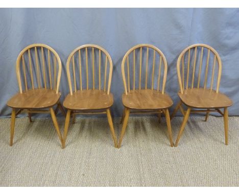 A retro Ercol light elm set of four chairs 
