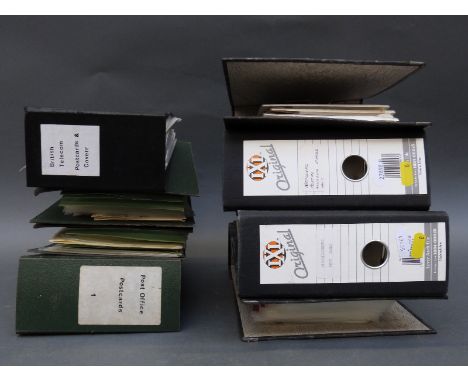 Eight ring binder albums of Royal Mail souvenier postcard books, Post Office postcards, Postal Museum British Telecom postcar
