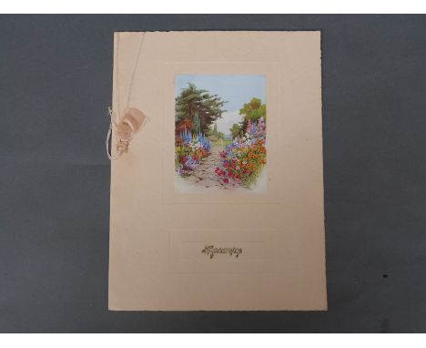 Queen Mary Christmas greeting card 1932, signed in ink Mary R 1932-3, with a mounted illustration after a painting in the pos