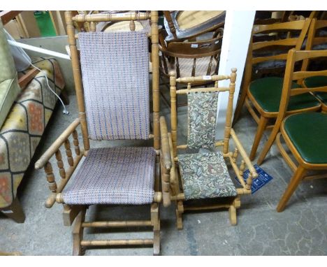 An American rocking chair with bobbin turned decoration and a similar child's example