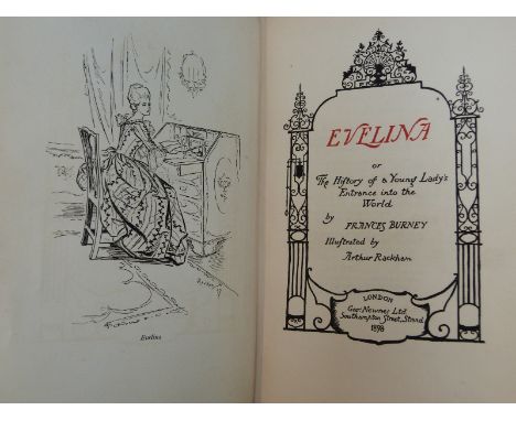 Arthur Rackham, Frances Burney, Evelina (London, George Newnes, 1898) 16 black and white illustrations, grey-blue cloth.  Thi