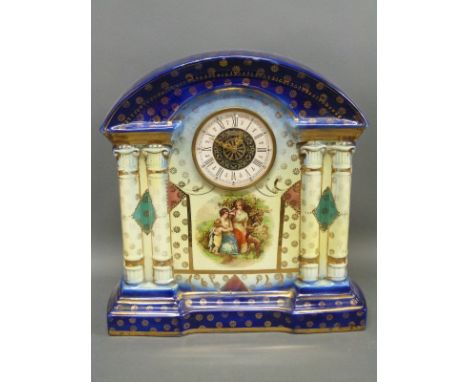 A Continental ceramic shelf/mantel clock