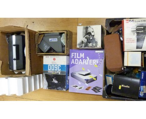 A quantity of cameras, accessories etc to include Polaroid, projector, films etc