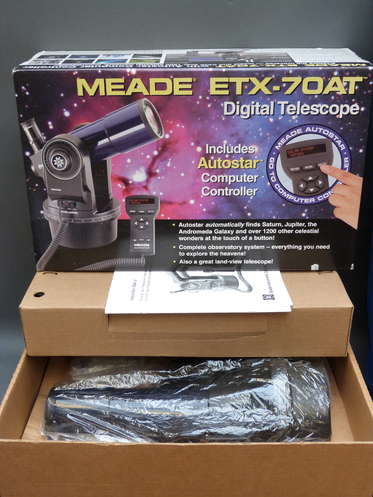 Meade ETX70AT digital telescope with tripod and carry bag