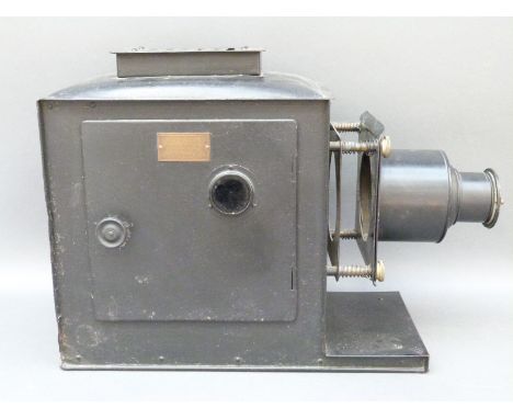 A late 19th century magic lantern with maker's plaque for Newton & Co scientific instrument makers, 72 Wigmore Street, London