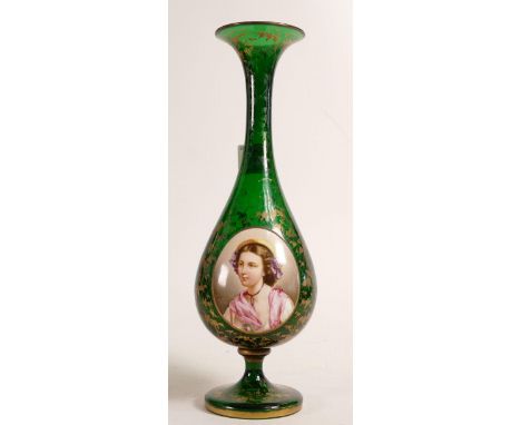 Bohemian Glass Vase with Gilt &amp; Portrait Panel Decoration, height 31cm 