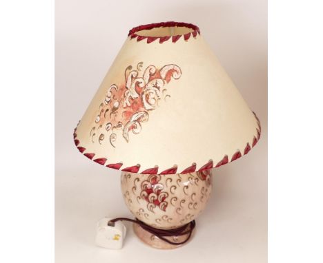 Charlotte Rhead Bursley Ware Lamp Base with Original shade, height inc shade 32cm 