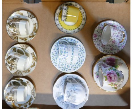 A collection of Noritake, Aynsley &amp;  Royal Albert coffee cups &amp; saucers(8) 