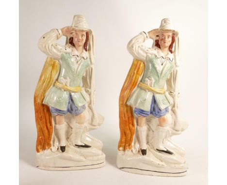 Two Large 19th Century Staffordshire Flat Back Figures, height of tallest 41cm (2) 