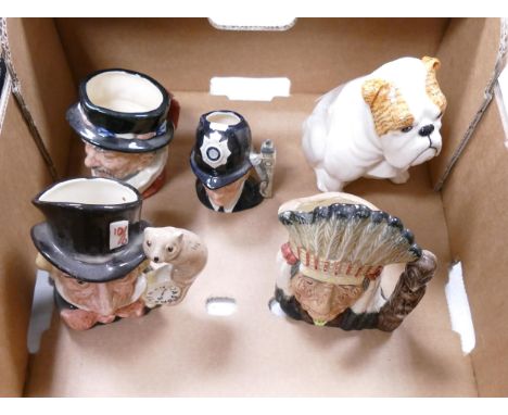 4 x Royal Doulton smaller size character / toby jugs together with larger size Beswick Bulldog. 