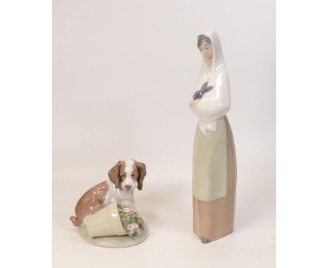 Lladro Figure 7672 It Wasn't Me (boxed together with Nao Lady with Rabbit, tallest 27cm(2) 