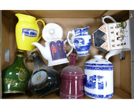 A collection of Wade Ceramic Whiskey &amp; Spirit Bottles /decanters to include Glenfiddich ,Parkers, Hellman's Mayonnaise, R