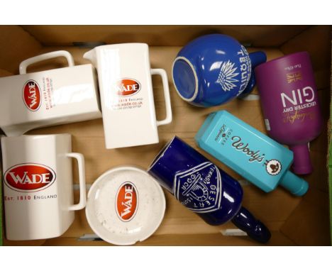 A collection of Wade Ceramic Water Jugs, Advertising bottles etc  These were removed from the archives of the Wade factory an