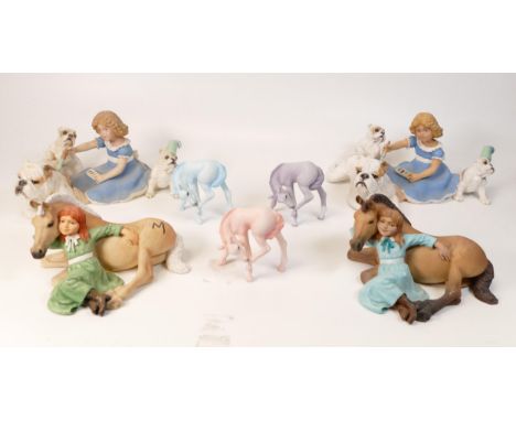 A collection of Wade Ceramic Northlight Figure of Horses , Dogs &amp; Children. These were removed from the archives of the W
