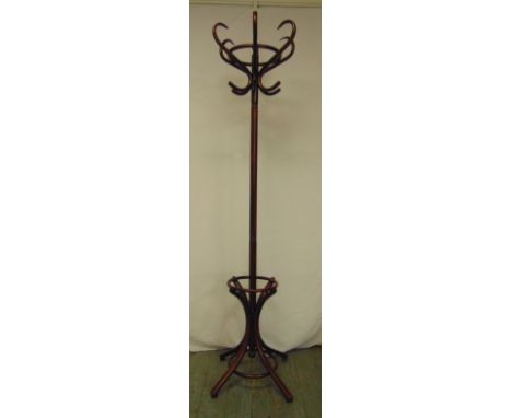 A mahogany bentwood hat and coat stand of traditional form